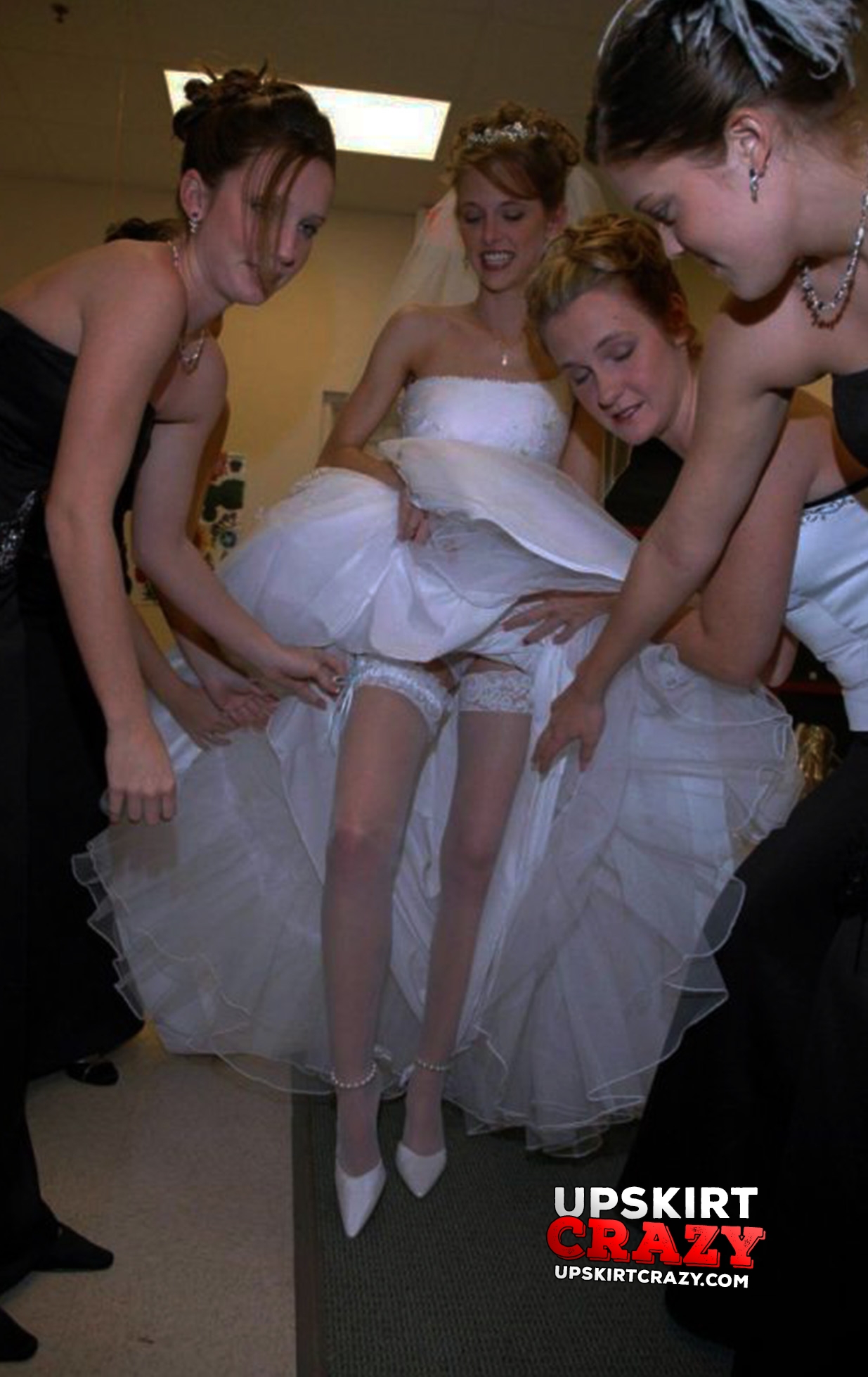 Hot bride's upskirt during wedding day